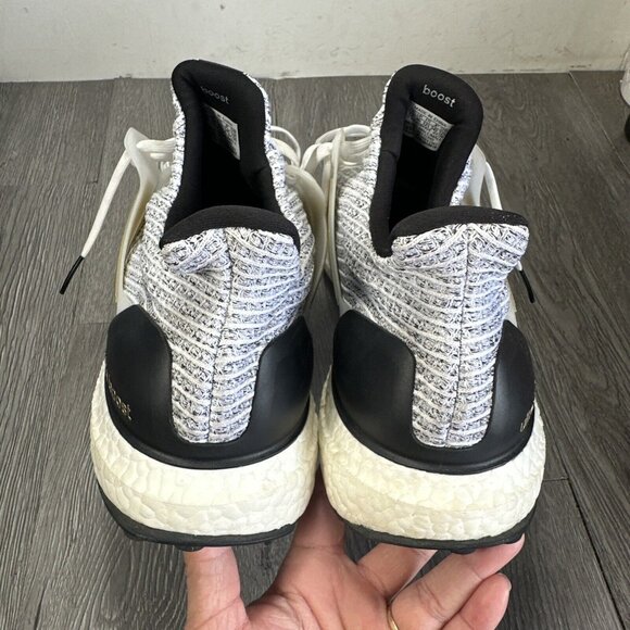 Size 17- adidas UltraBoost White Gold Metallic Running Shoes Sneakers